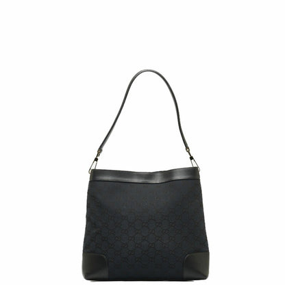 GUCCI GG Canvas One Shoulder Bag 33900 Black Leather Women's