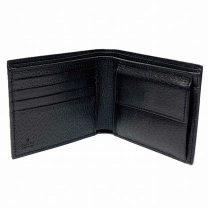 Gucci Black Blue Leather Nylon Wallet (Tri-Fold)