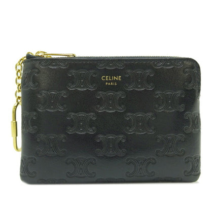 Celine Key & Card Coin Purse Women's Men's Case 10C663 Leather Black