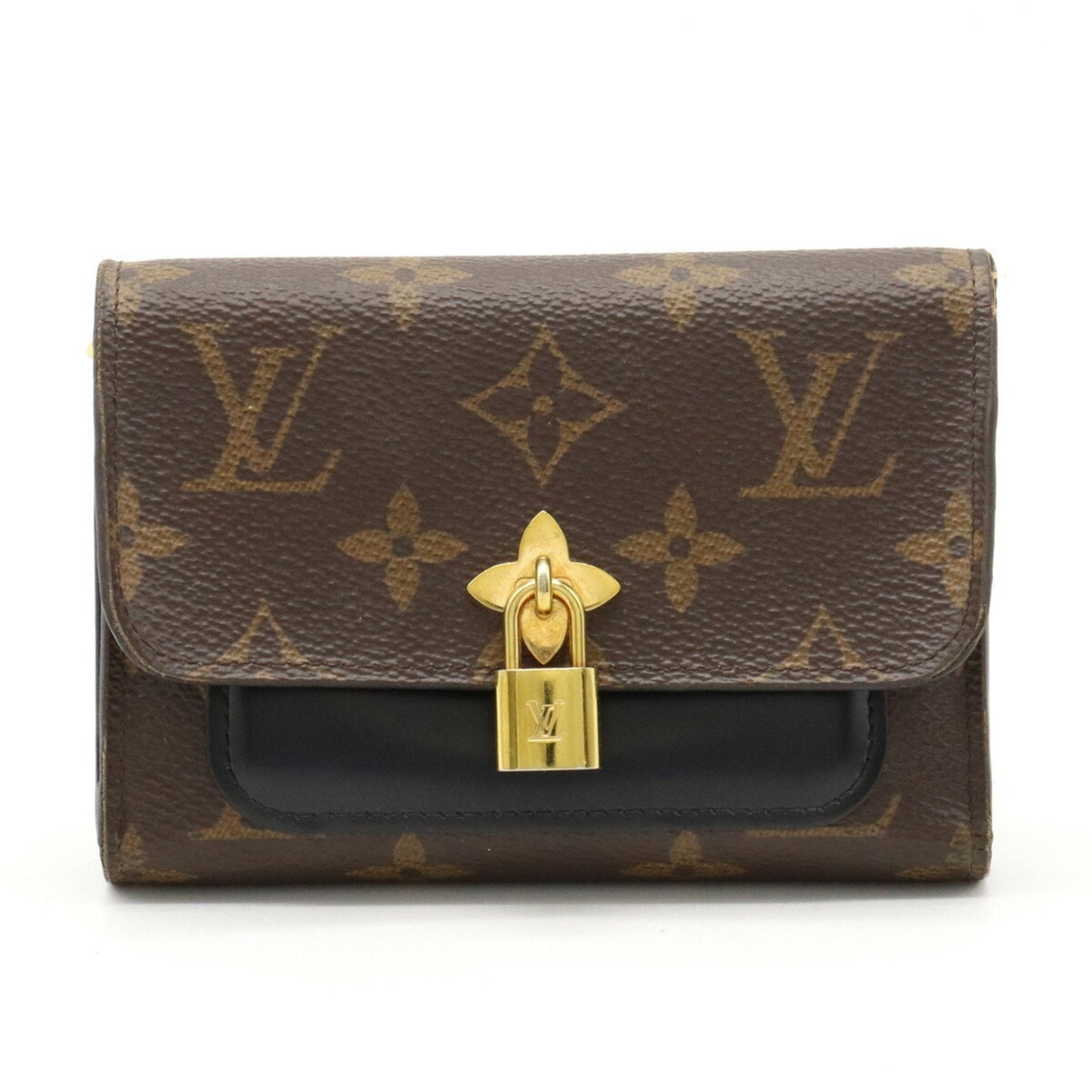 LOUIS VUITTON Monogram Portefeuille Flower Trifold Wallet Noir Black M62578