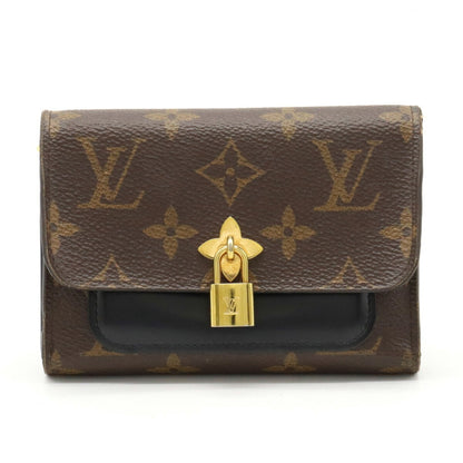 LOUIS VUITTON Monogram Portefeuille Flower Trifold Wallet Noir Black M62578