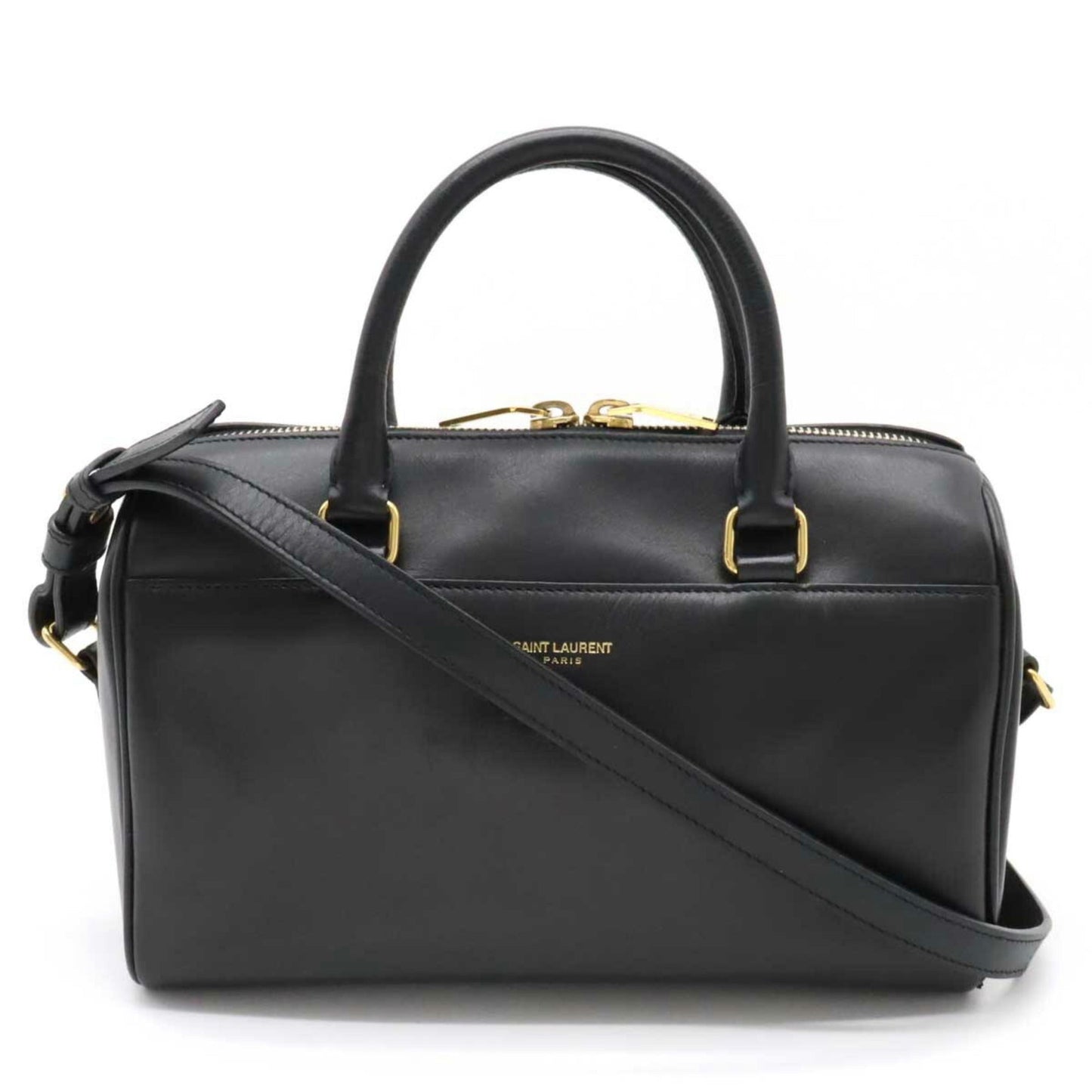 Yves Saint Laurent SAINT LAURENT PARIS Saint Laurent Paris YSL Yves Baby Duffle HandBag Shoulder Leather Black 330958