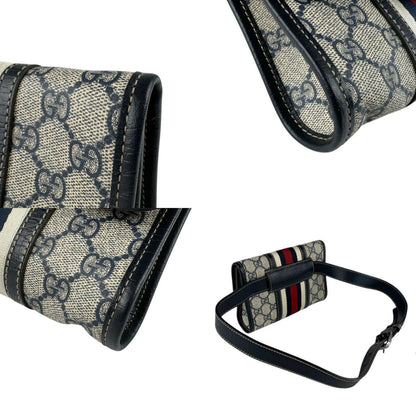 Gucci Beige Navy Gg Supreme Fanny Pack