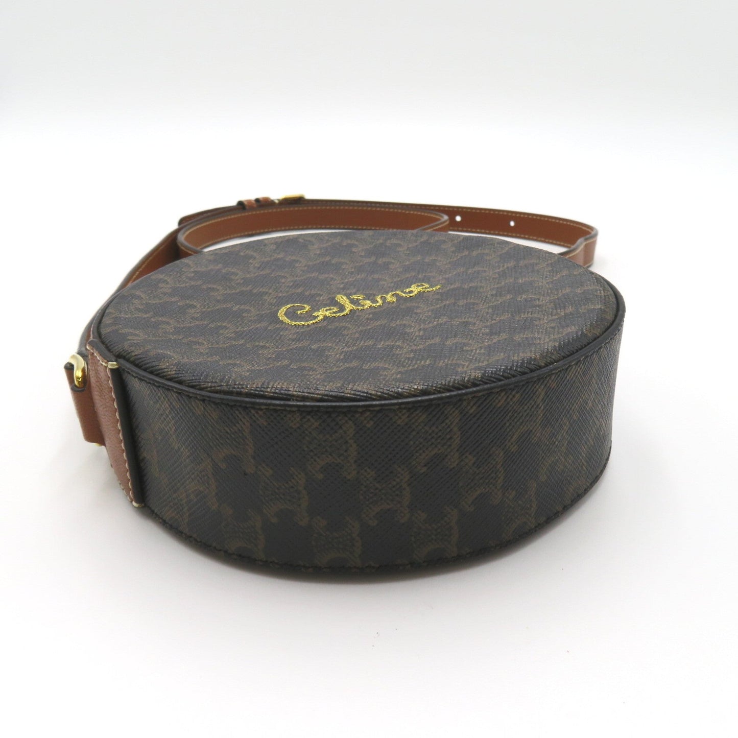 Celine Shoulder pouch Brown Dark brown PVC coated canvas leather Triomphe