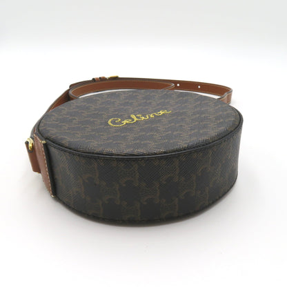 Celine Shoulder pouch Brown Dark brown PVC coated canvas leather Triomphe