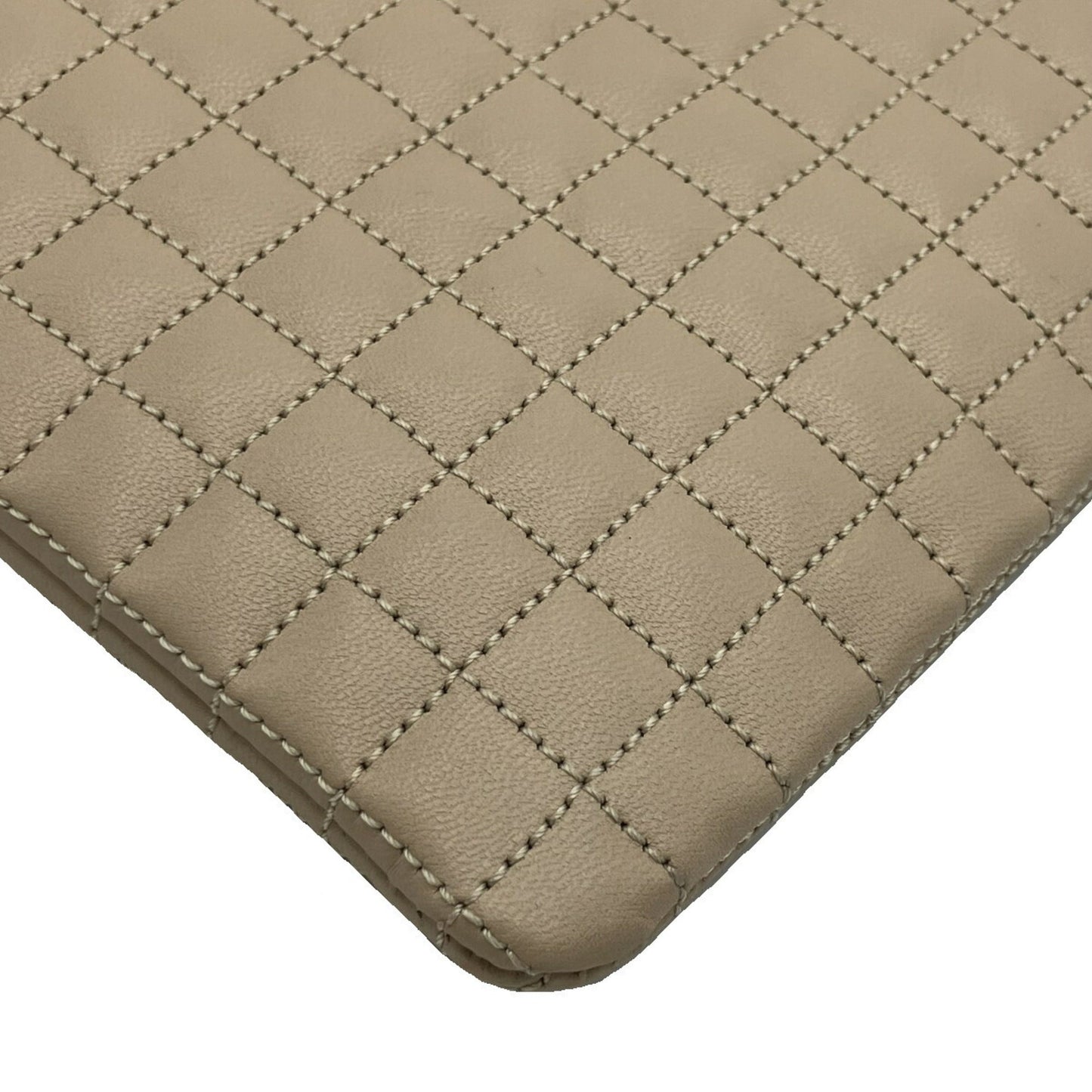Celine C Charm Clutch Bag Beige Quilted Leather Women's Men's