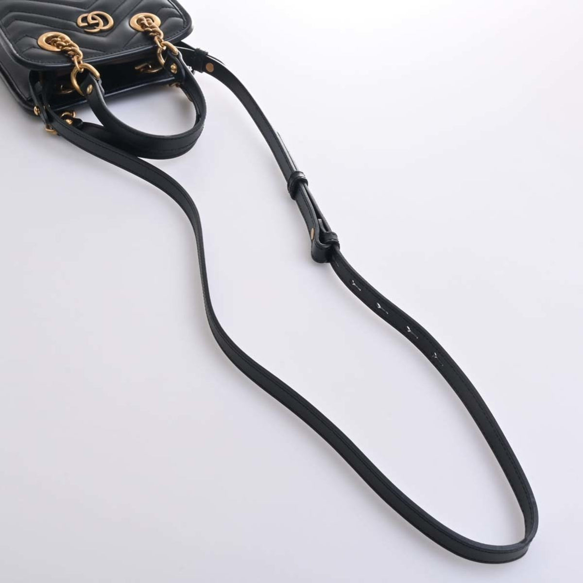 GUCCI GG Marmont Quilted Leather Chain Shoulder Bag 696123 Black Women's