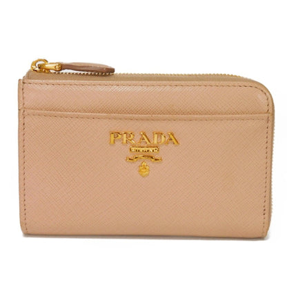 Prada Coin Case Saffiano Metal Key Pink Beige L-shaped Zipper Chain Logo Cypria 1PP122 QWA F0236 Women's Wallet