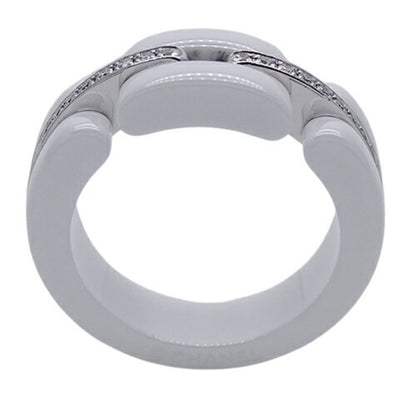 Chanel Ring Women's 750WG White Ceramic Diamond Ultra T49 Approx. No. 8 Polished