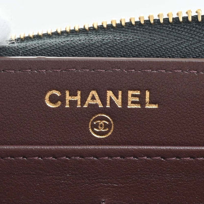 CHANEL Caviar Skin Matelasse Coco Mark Round Long Wallet Black Ladies