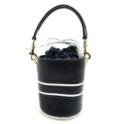 Christian Dior Navy White Leather Shoulder Bag ()