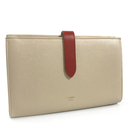 Celine Long Wallet Large Strap Bicolor Calfskin Beige Ladies Celine