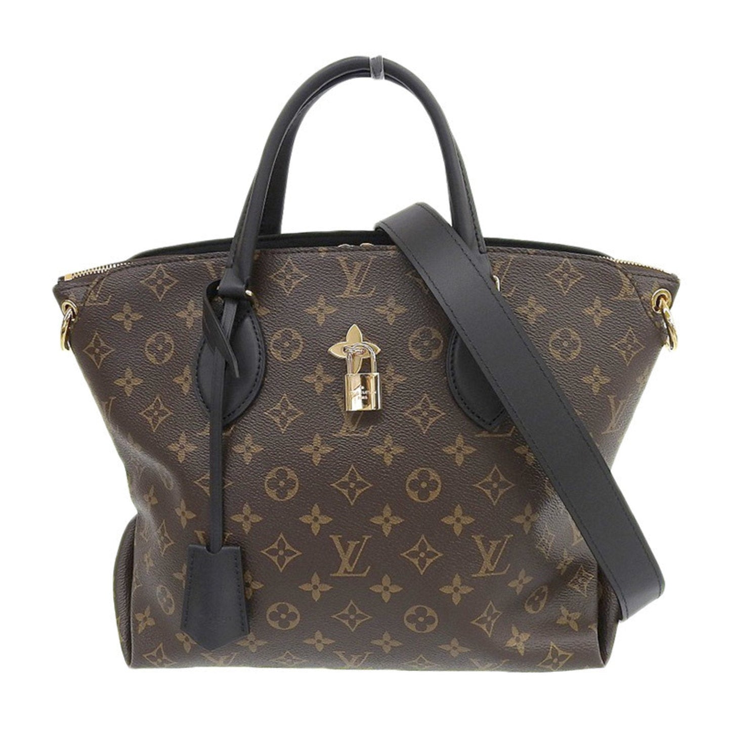 Louis Vuitton Bag Monogram Men's Women's 2way Shoulder Flower Zipped Tote MM Noir M44347