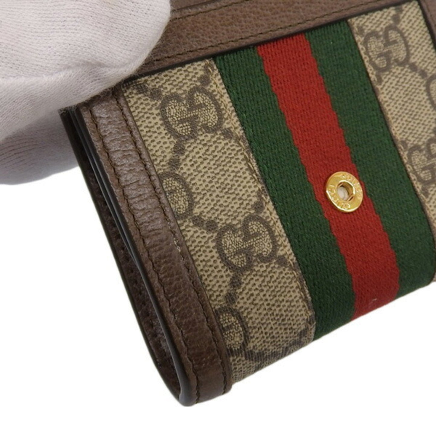 GUCCI Ophidia GG Supreme Bifold Wallet 598662 Beige/Brown Women's