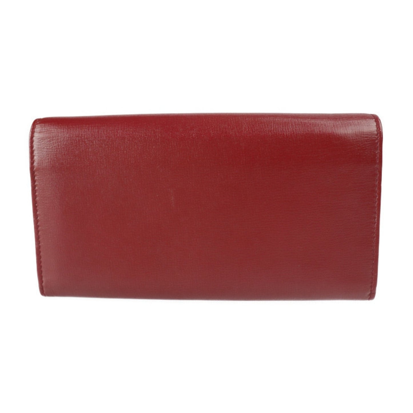 Gucci Interlocking G Marina Bifold Wallet 598531 Leather Red Bordeaux Gold Hardware Long