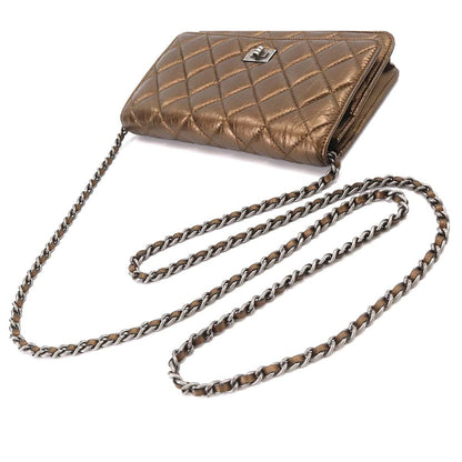 CHANEL 2.55 Chain Wallet Long Leather Bronze Vintage Silver Hardware