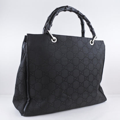 Gucci Bamboo 002-1010 GG Canvas Black Unisex Tote Bag