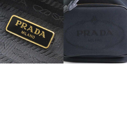 Prada HandBag Crossbody Shoulder Bag Canvas/Leather Black Gold Ladies