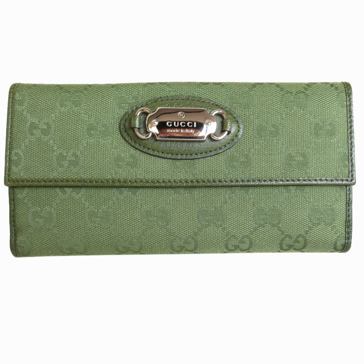 Gucci Green Khaki Canvas Long Wallet (Bi-Fold) ()
