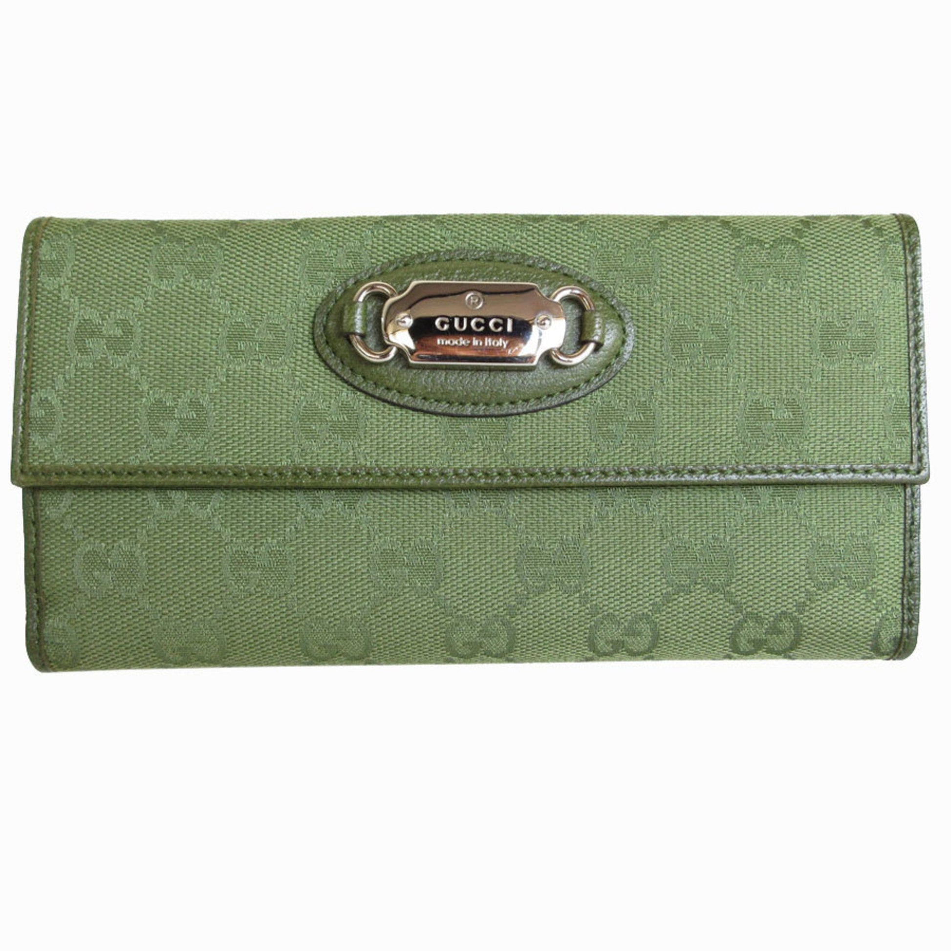 Gucci Green Khaki Canvas Long Wallet (Bi-Fold) ()