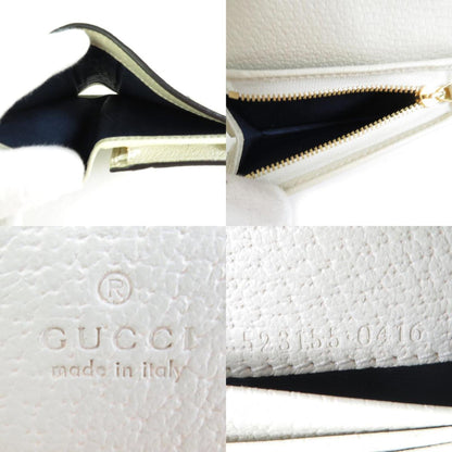 GUCCI Folio Wallet GG Marmont Leather/Canvas Off-White/Navy/Red Gold Unisex 523155