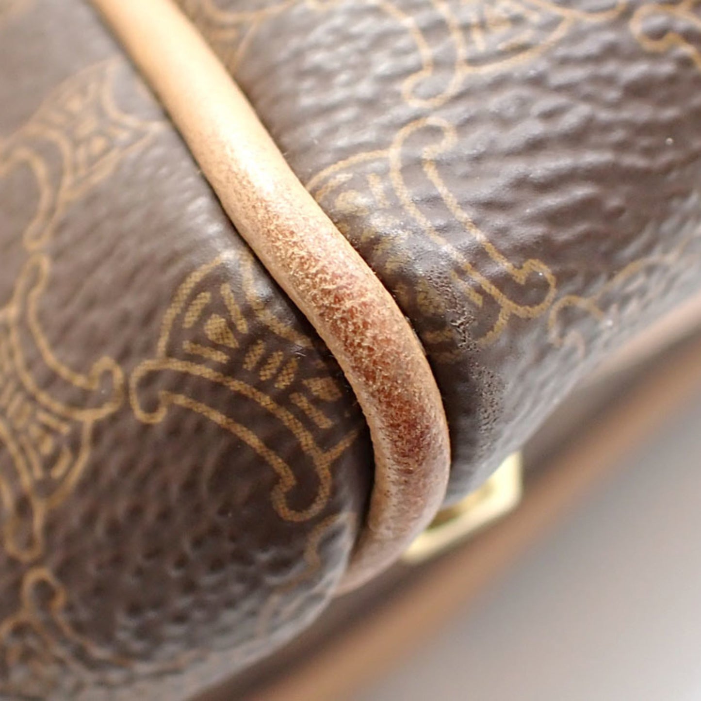 Celine Boston Bag Women's Brown PVC Leather Hand Macadam