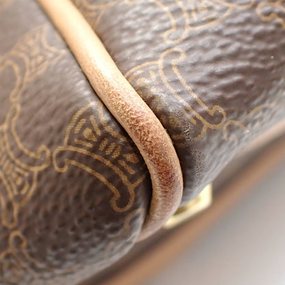 Celine Boston Bag Women's Brown PVC Leather Hand Macadam