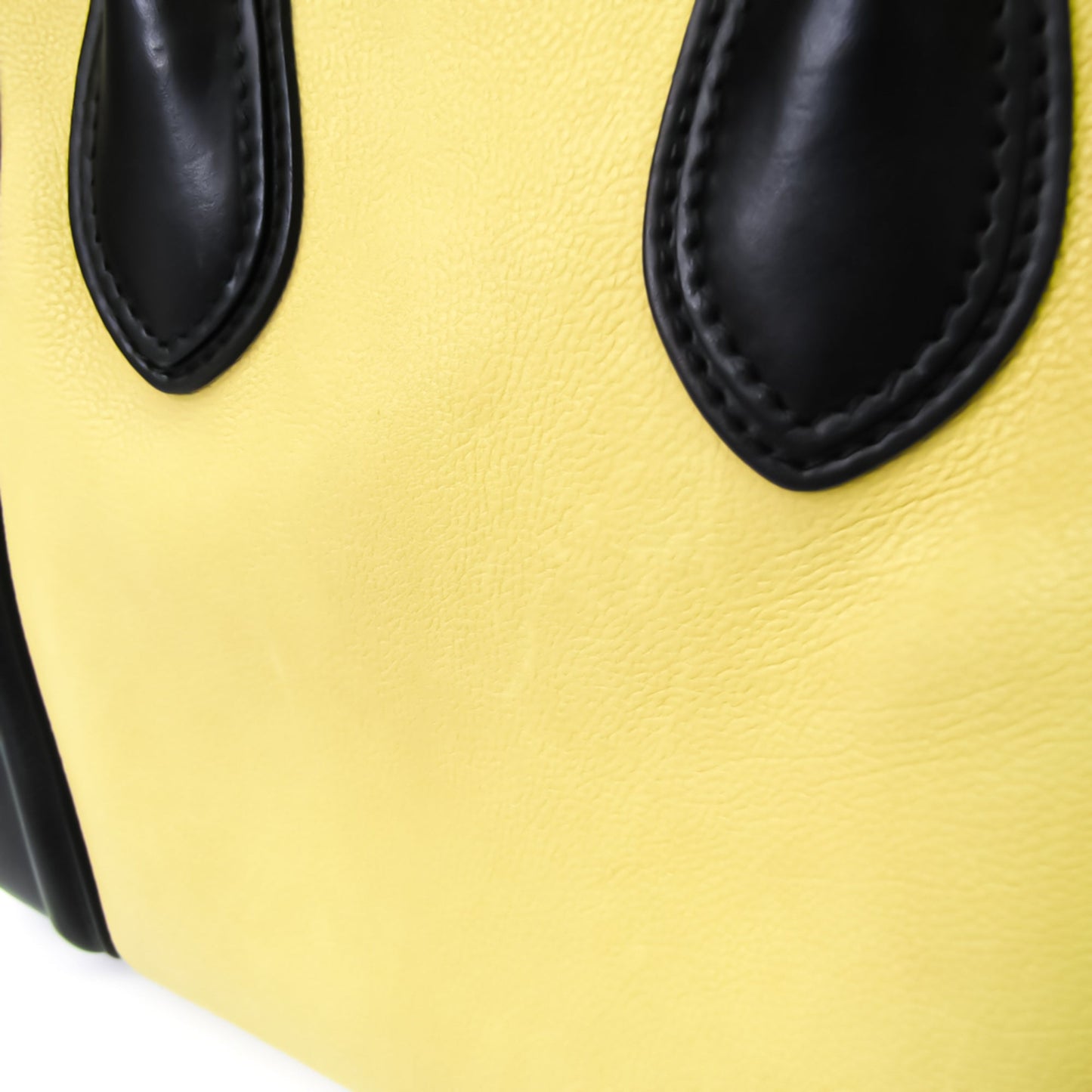 Celine Luggage Micro Shopper 167793 Women's Leather Handbag Black,Off-white,Yellow