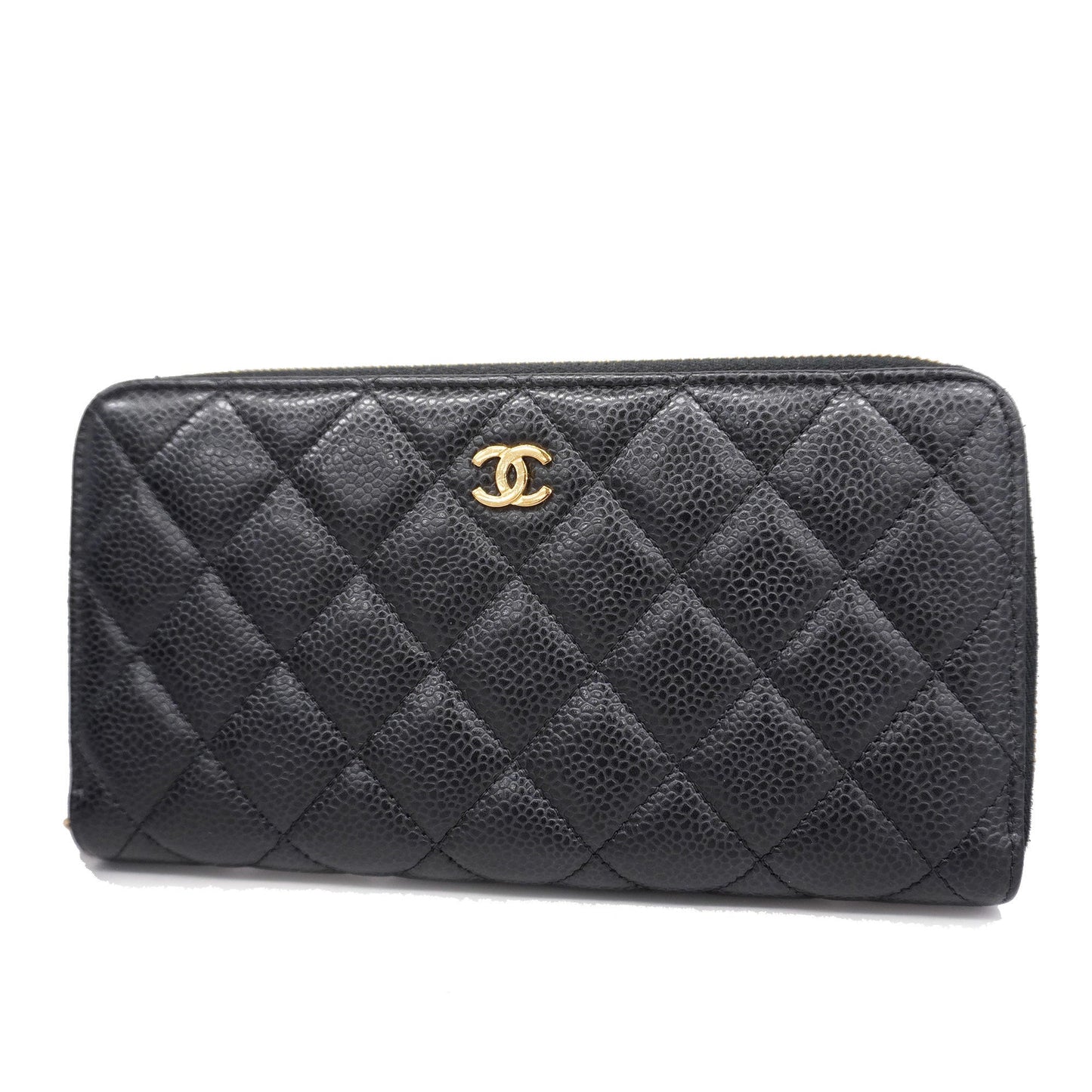 CHANEL  Matelasse Long Wallet Gold Hardware Caviar Leather Black