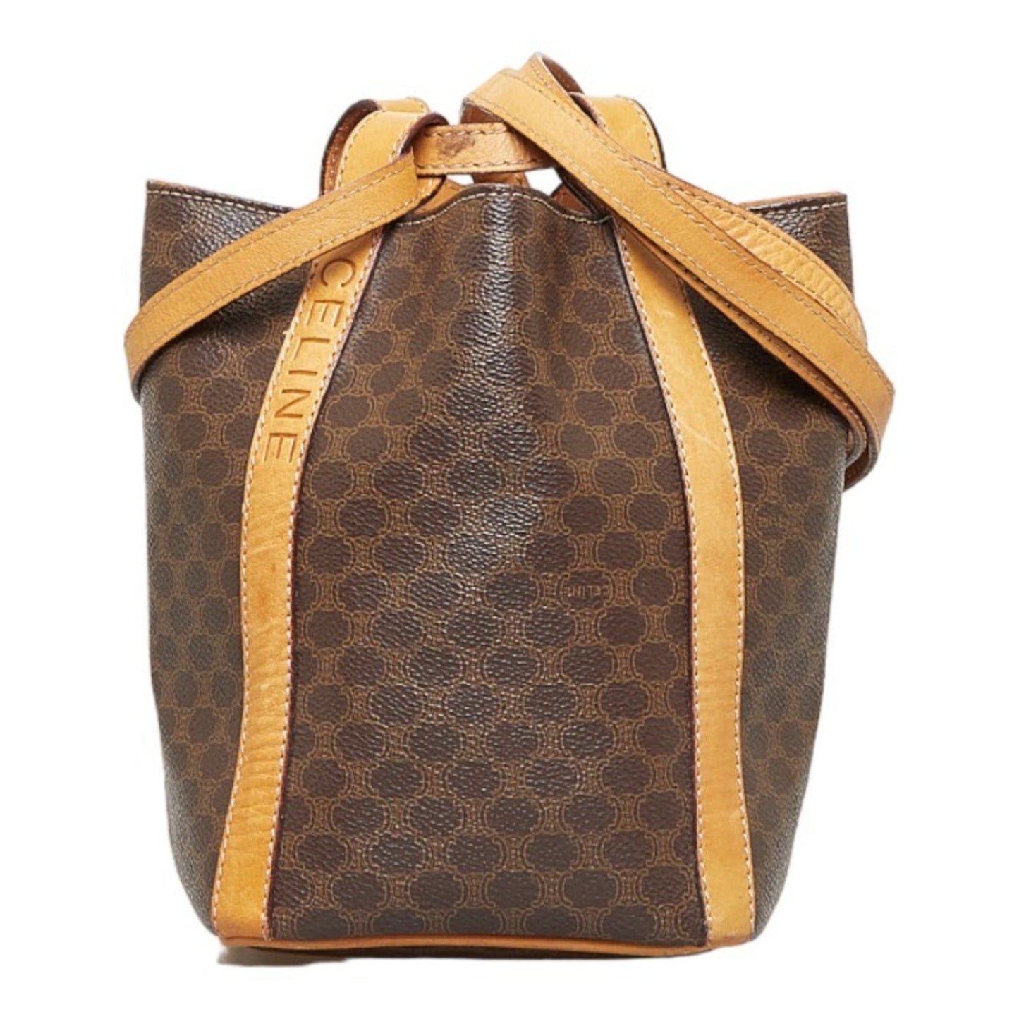 Celine Macadam Shoulder Bag Brown Beige PVC Leather Ladies