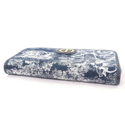 Christian Dior Navy Jacquard Long Wallet (Bi-Fold) ()