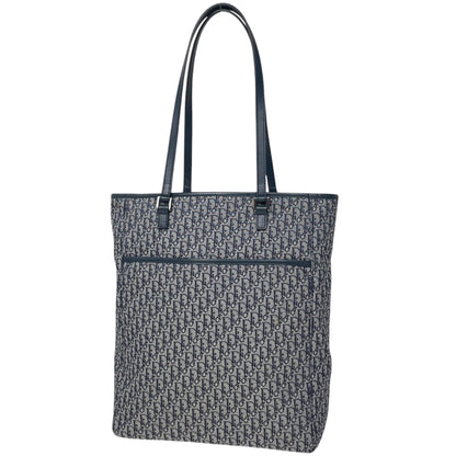 Christian Dior Navy Canvas Leather Handbag Tote Bag ()
