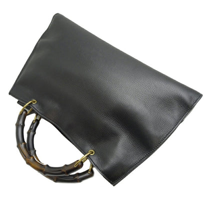 Gucci Black Bamboo Leather Handbag Tote Bag
