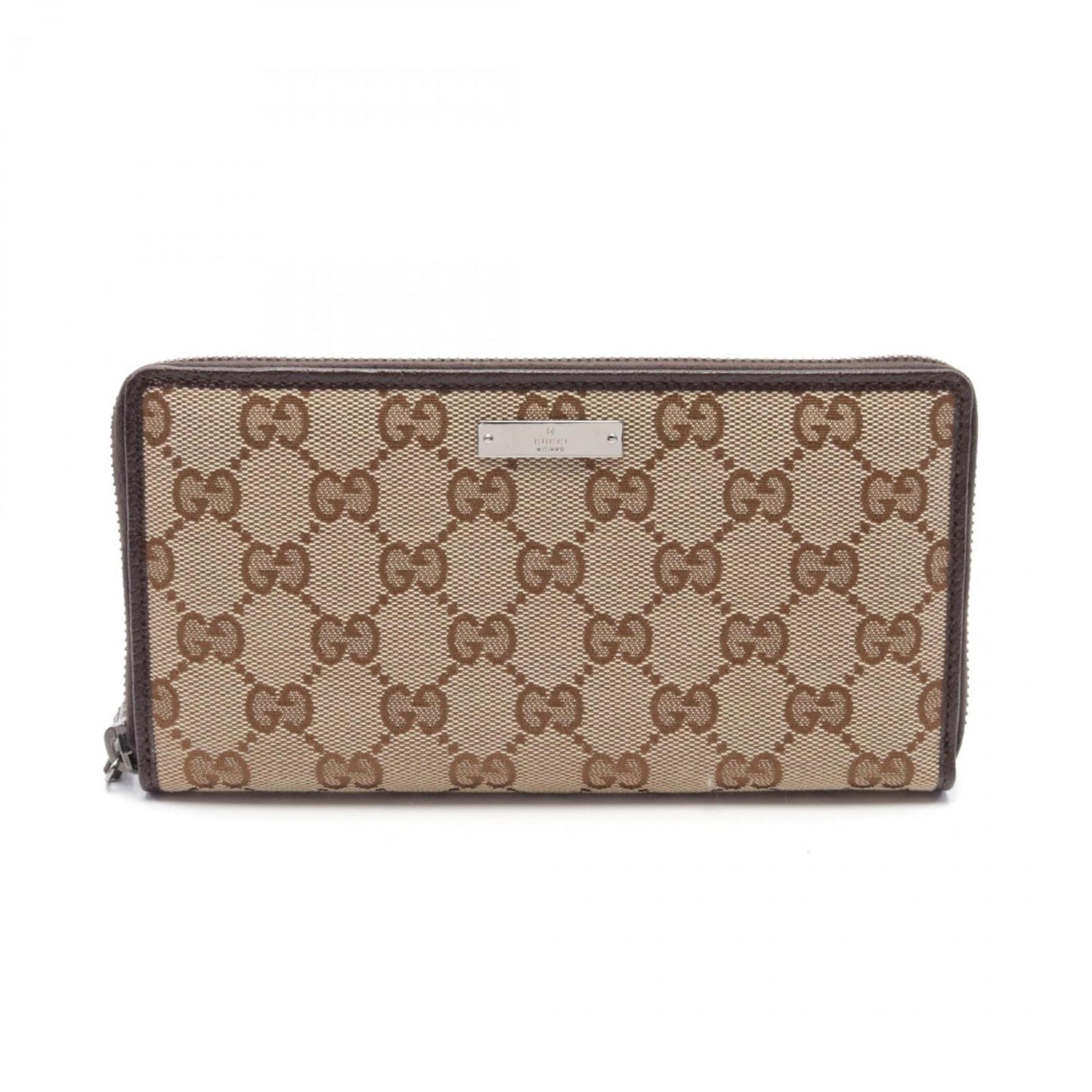 Gucci Beige Brown Gg Canvas Leather Wallet (Bi-Fold)