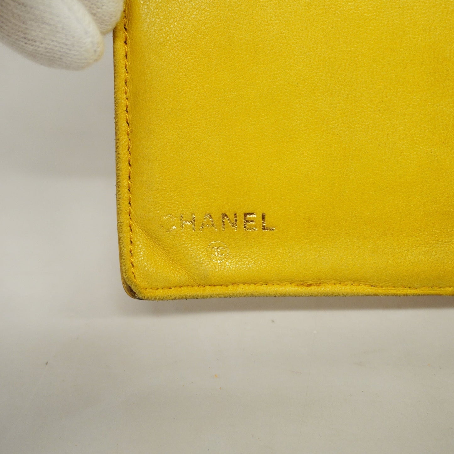 ChanelAuth  Wallet Gold Hardware Women's Caviar Leather Yellow