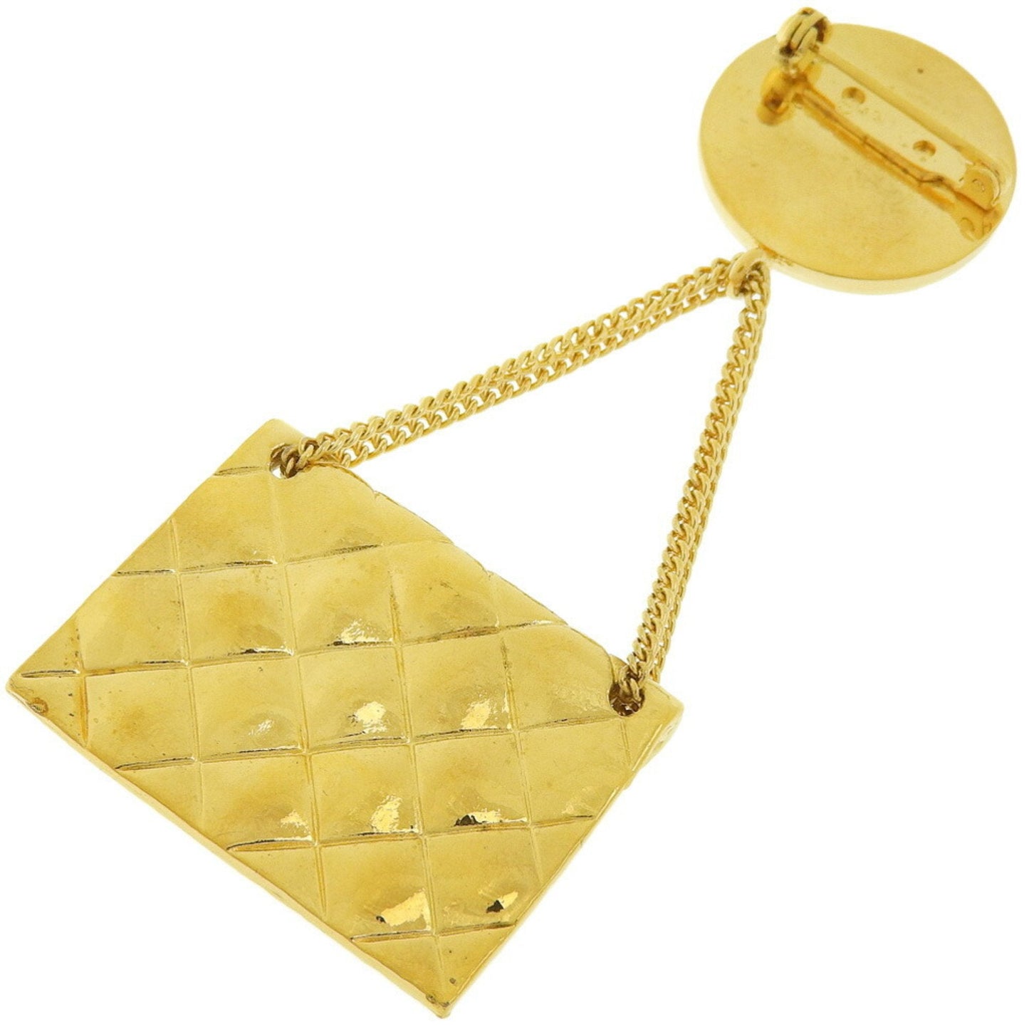 CHANEL bag motif brooch here mark matelasse gold plated ladies