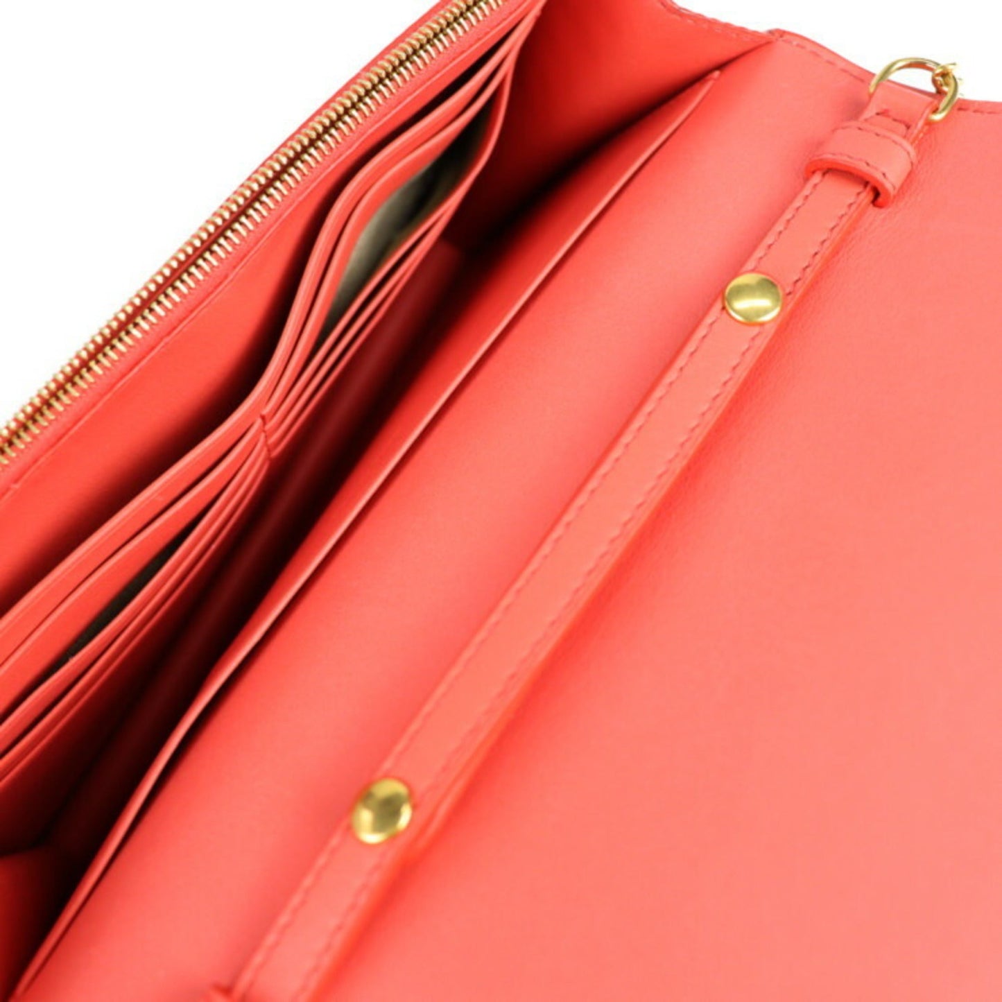 Celine Frame Evening Chain Wallet Clutch Bag 107773 Leather POPPY Red CLOUD Gray 2WAY Shoulder Diagonal