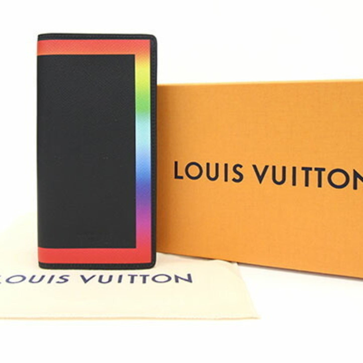 Louis Vuitton Bifold Long Wallet Taiga Rainbow Portefeuille Brother M30349 Noir Men's Virgil Abloh LOUIS VUITTON