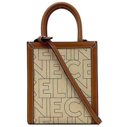 Celine Vertical Cover Beige Brown 193302EUK.02NT Canvas Leather  Handbag