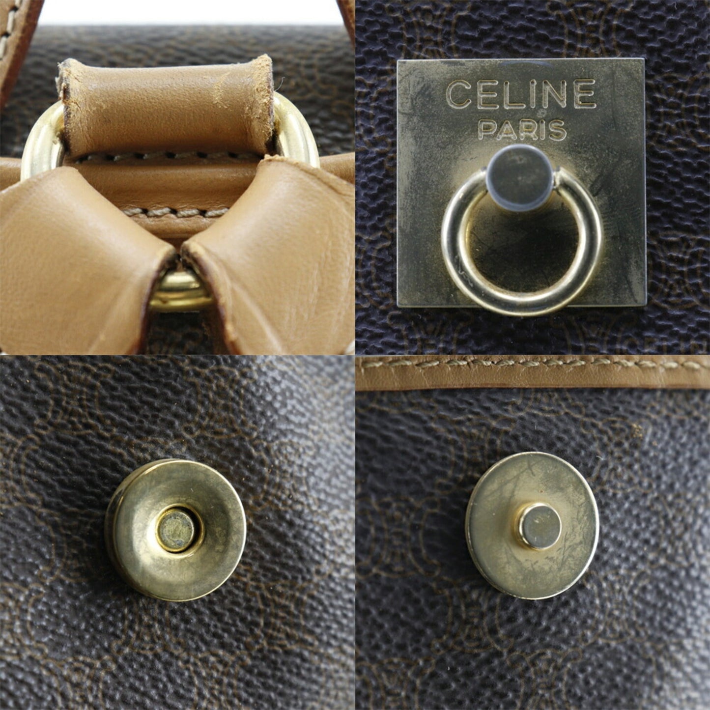 Celine Macadam rucksack daypack M16 PVC x leather tea ladies