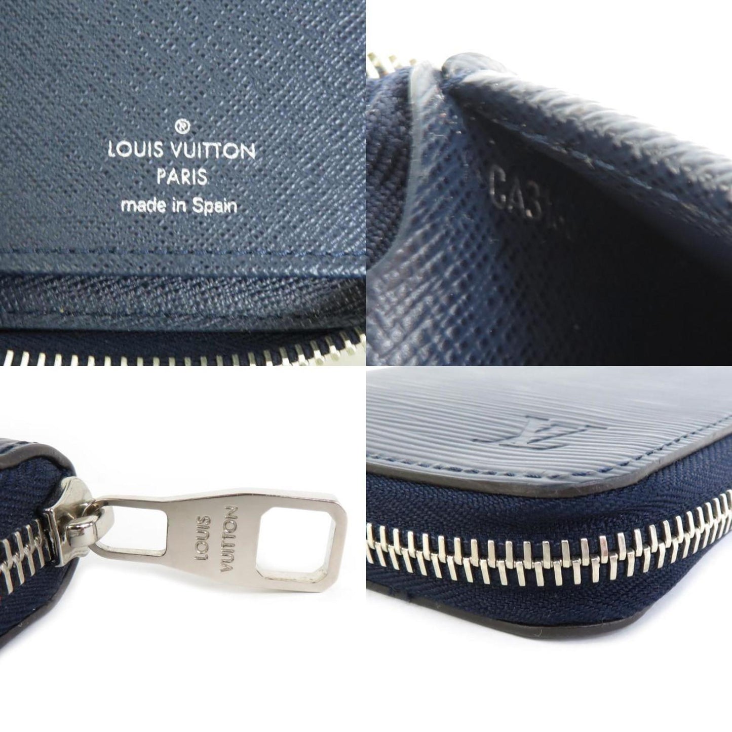 LOUIS VUITTON Round Zipper Long Wallet Epi Zippy Vertical Leather Blue Marine Men's M61828