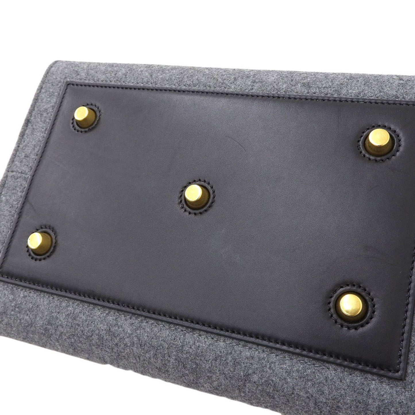 Celine tie bag handbag felt x leather gray black