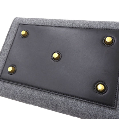 Celine tie bag handbag felt x leather gray black