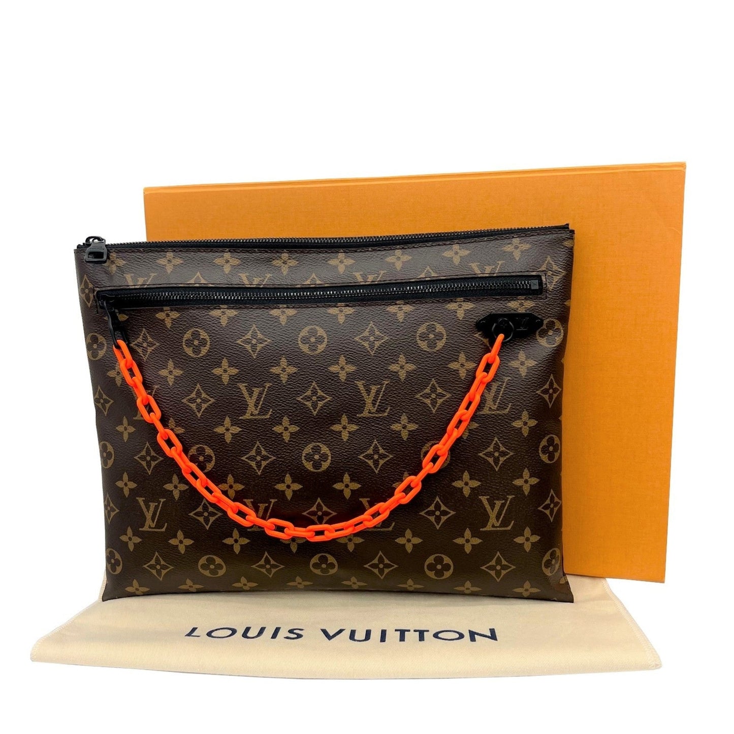 LOUIS VUITTON Pochette A4 Virgil Abloh Clutch Bag Monogram Solar Ray Brown Orange Tea M44484 TN0149 Men's