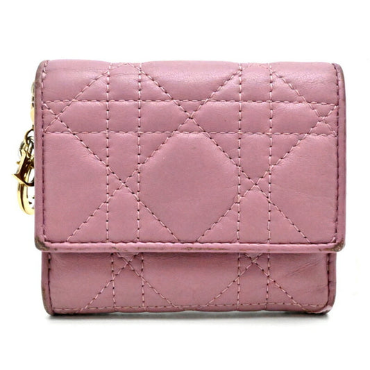 Christian Dior Pink Leather Wallet (Tri-Fold) ()
