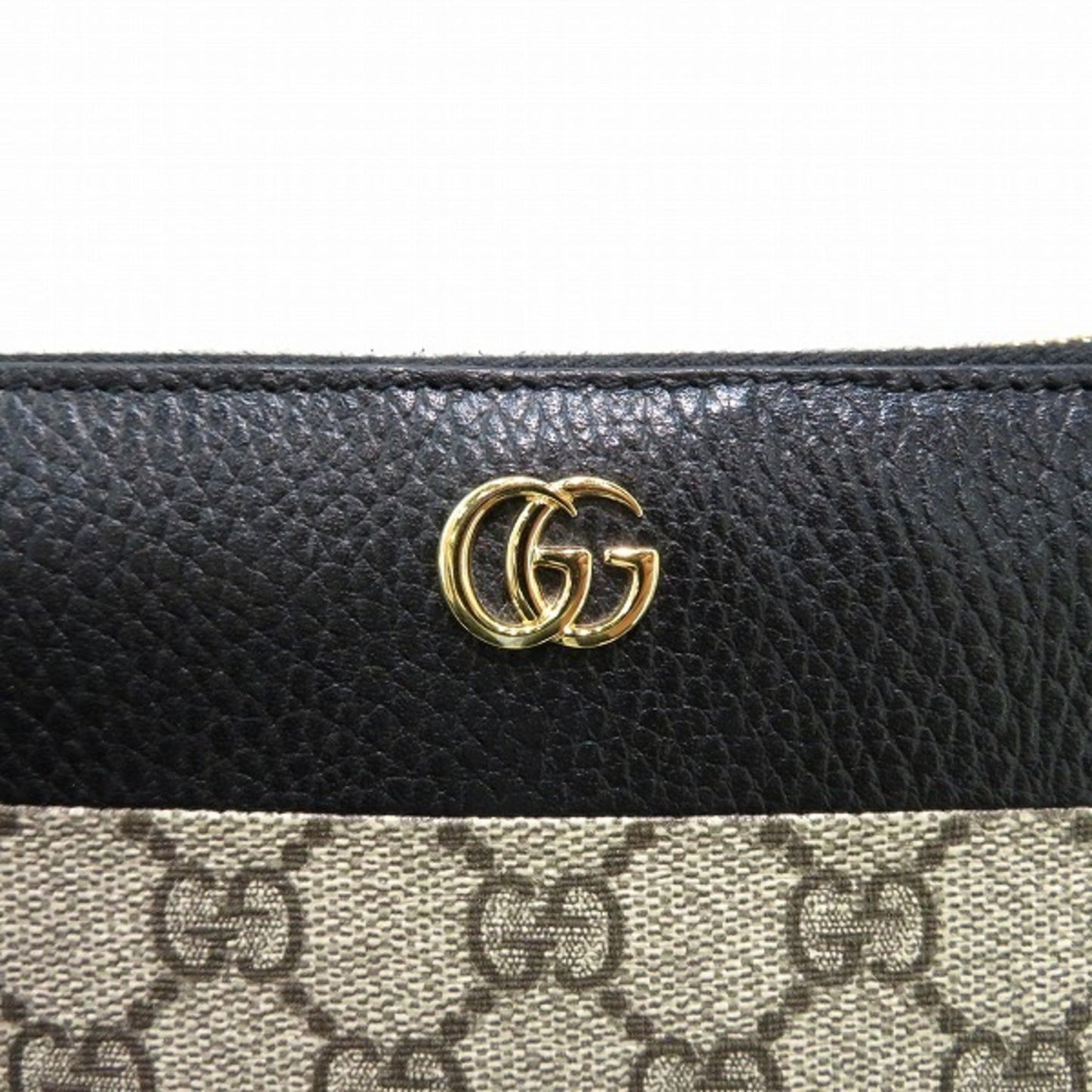 GUCCI GG Marmont 456117 Black Round Zipper Long Wallet Ladies