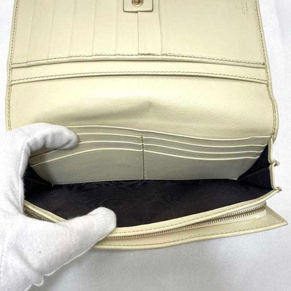 Gucci Beige Brown White Canvas Long Wallet (Bi-Fold)
