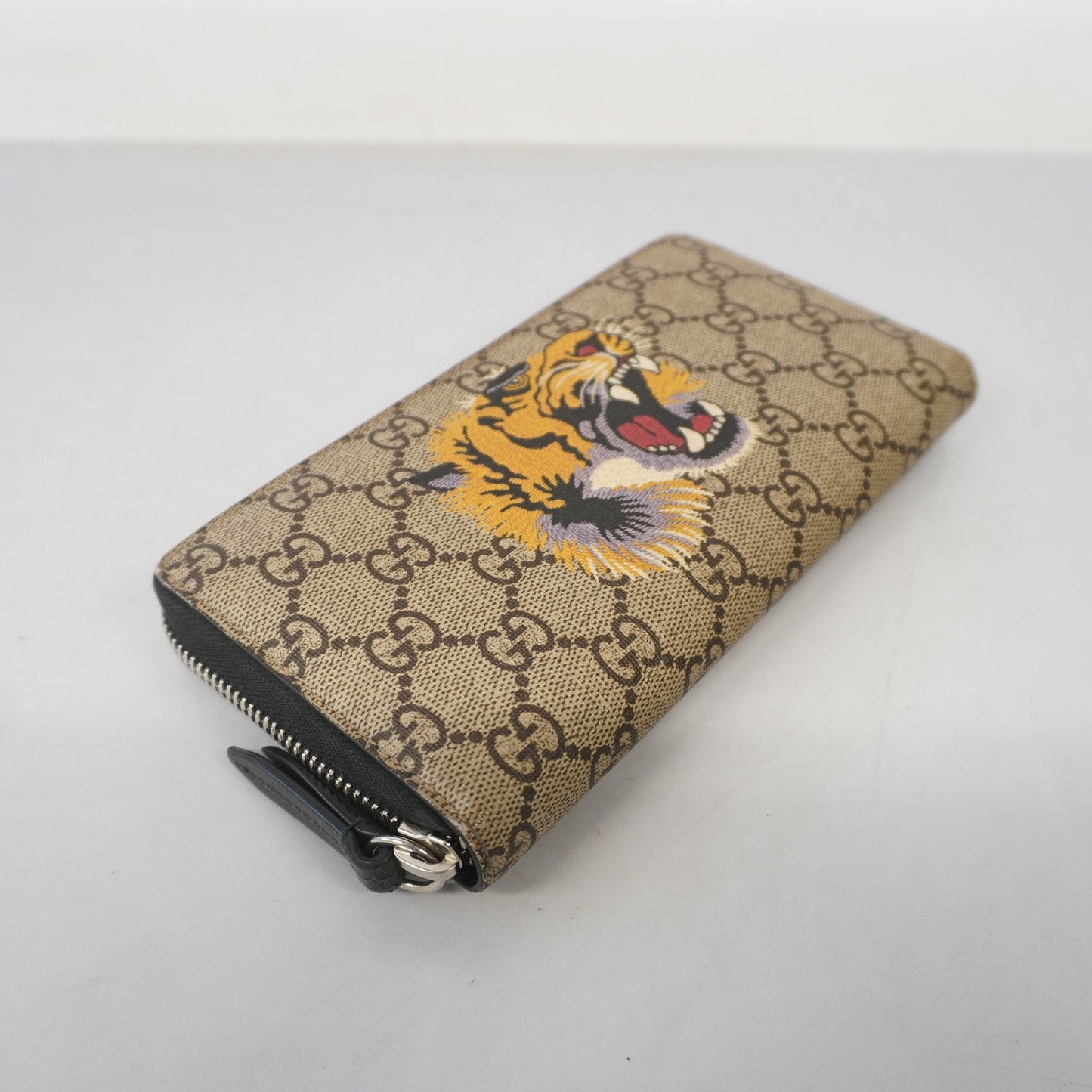 Gucci Long Wallet 451273 Women's GG Supreme Beige,Black