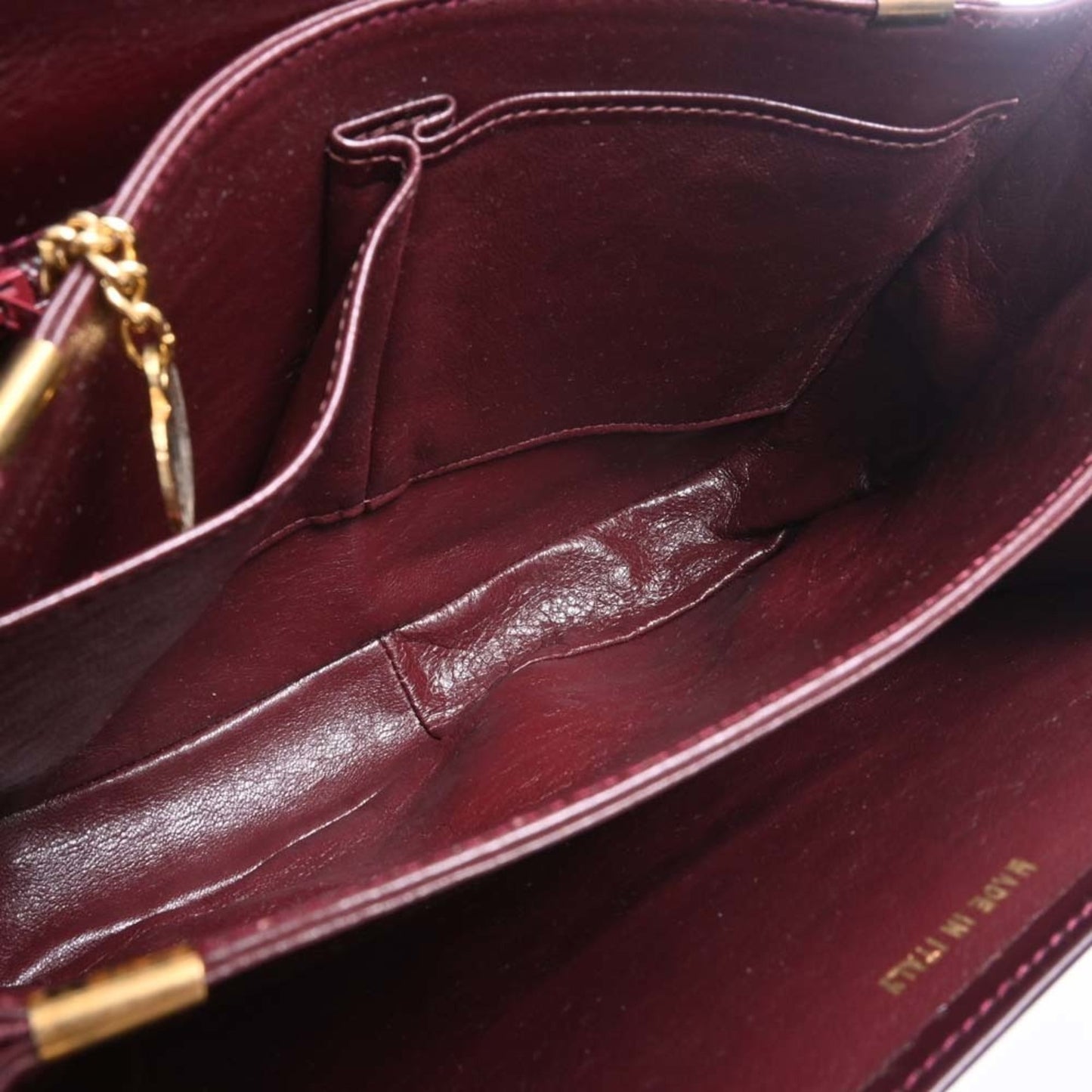 Celine Leather Shoulder Bag Bordeaux Ladies