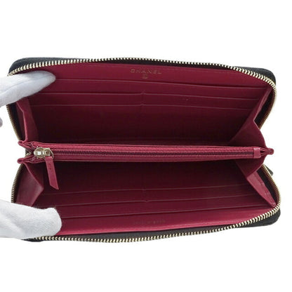Chanel wallet matelasse ladies long lambskin black